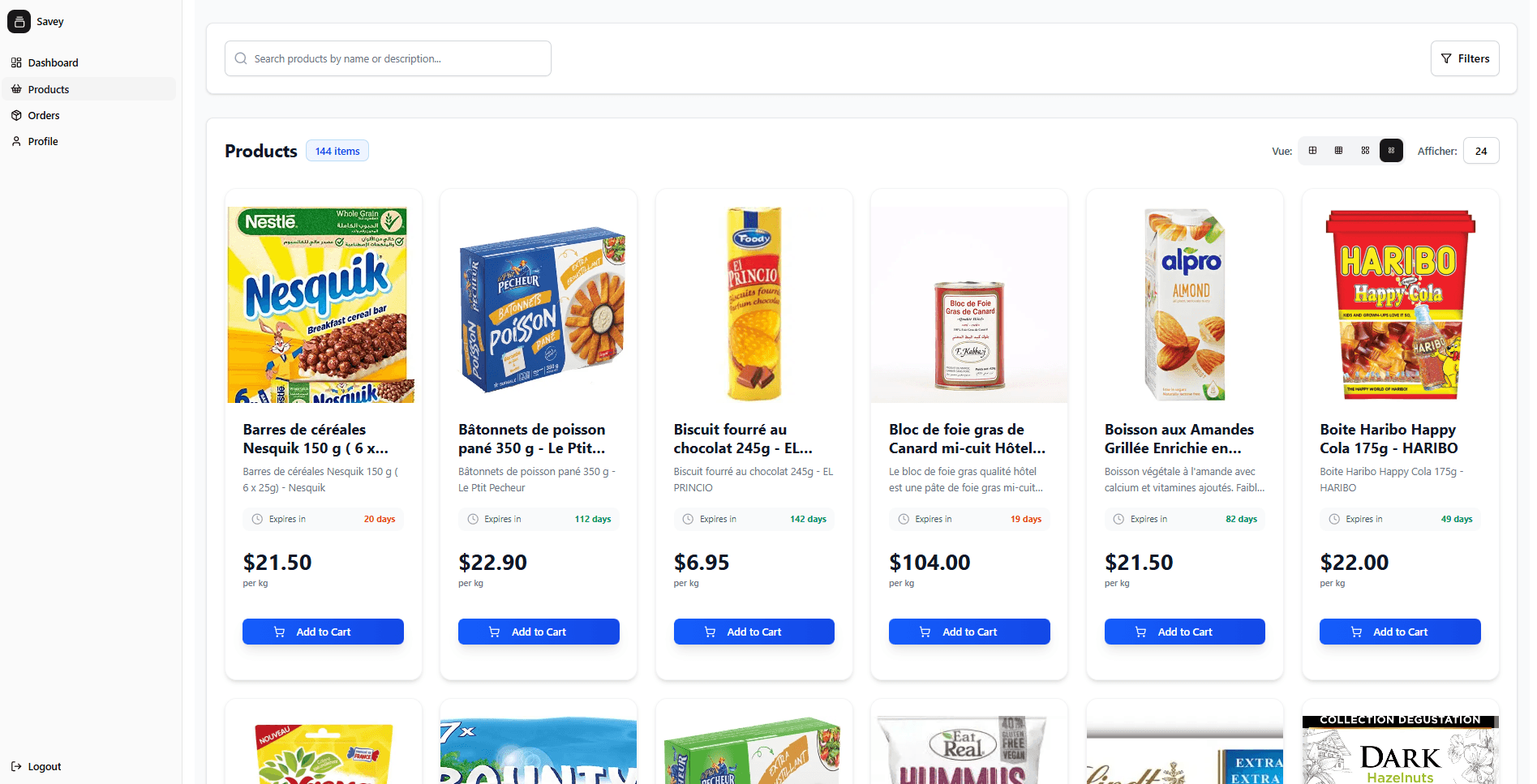 Savey Dashboard Preview